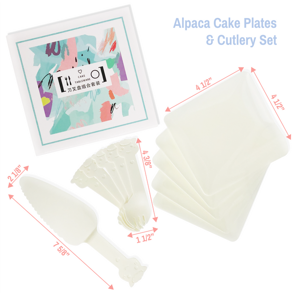 Alpaca Cake Plates & Cutlery Set