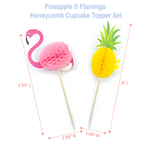 Pineapple & Flamingo Honeycomb Cupcake Topper Set